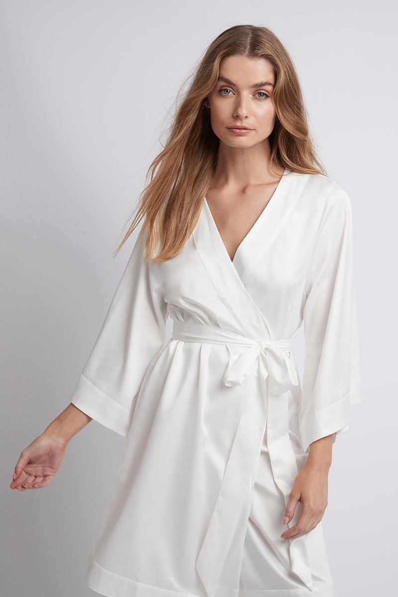 Jasmine Luxury Satin Personalised Robe White