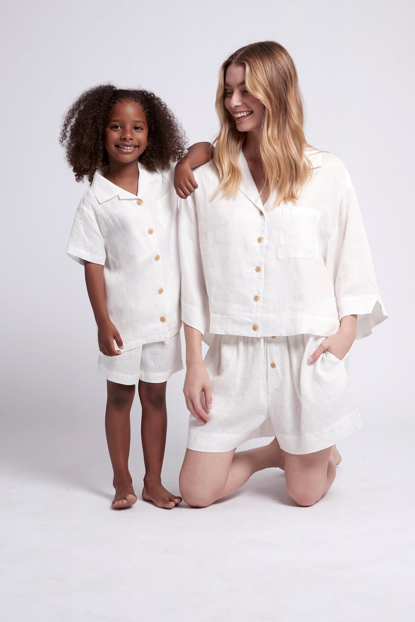 Linen Childrens Personalised Pyjama Set White